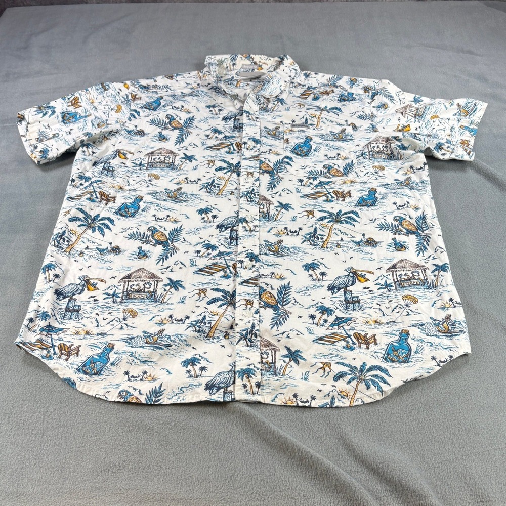 Columbia Mens Regular Fit Tropical Mermaid Pelican Print Button Down Shirt L